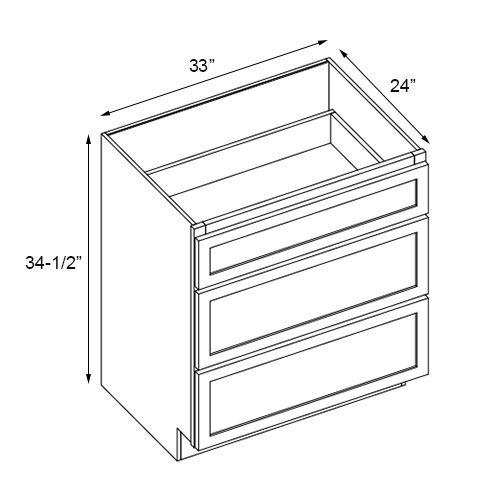 Grizzly Shaker Drawer Base Cabinet - 33″ W