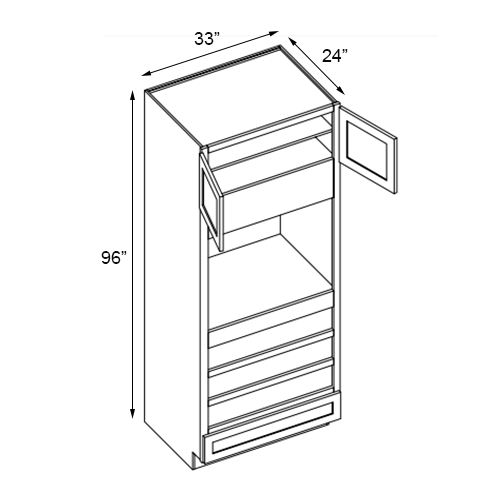 Easton White Shaker Slab  Oven Cabinet - 33″W x 96″H