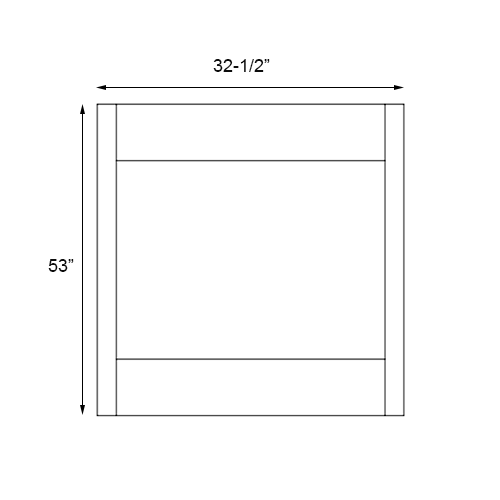 Grizzly Shaker Oven Cabinet Overlay Panel - 33″ W x 55″ H