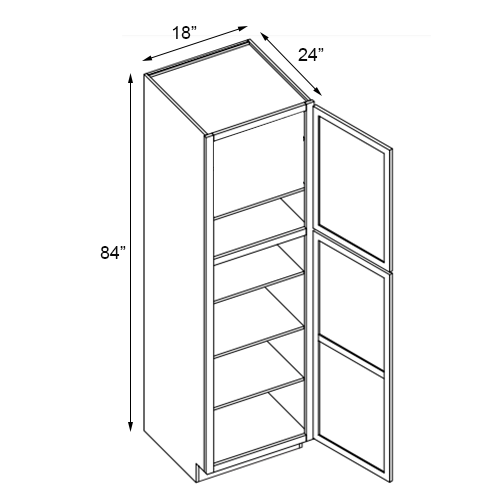 Easton White Slab Single Door Pantry Cabinet - 18″W x 84″H