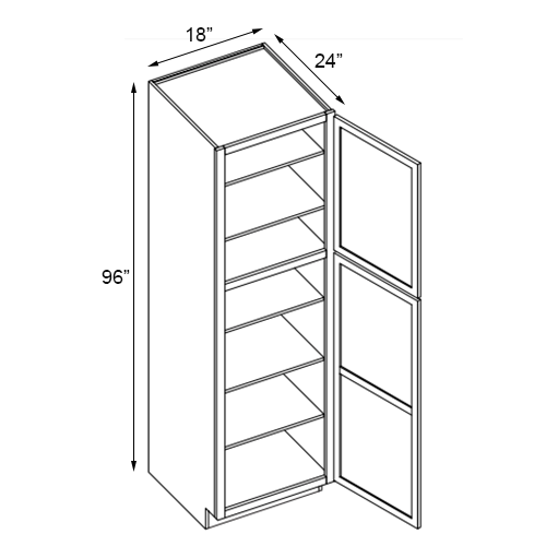 Brazos White Single Door Pantry Cabinet - 18″W x 96″H