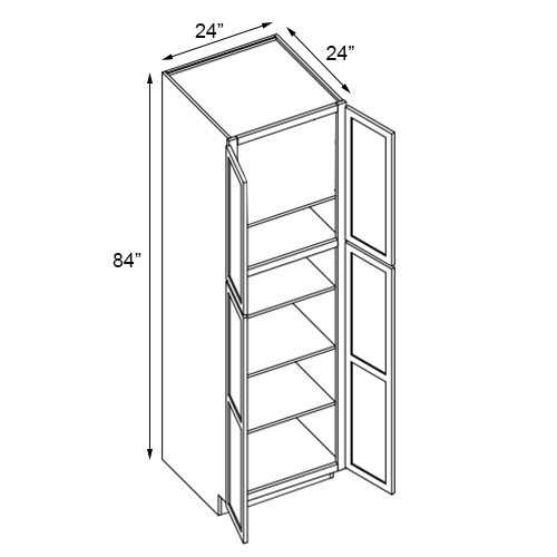 Florence Grey Shaker Double Door Pantry Cabinet - 24″W x 84″H