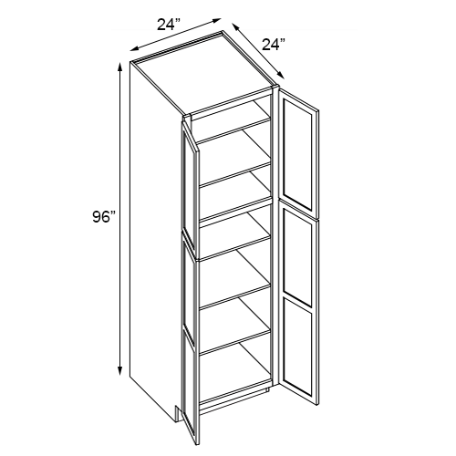 Florence Grey Shaker Double Door Pantry Cabinet - 24″W x 96″H
