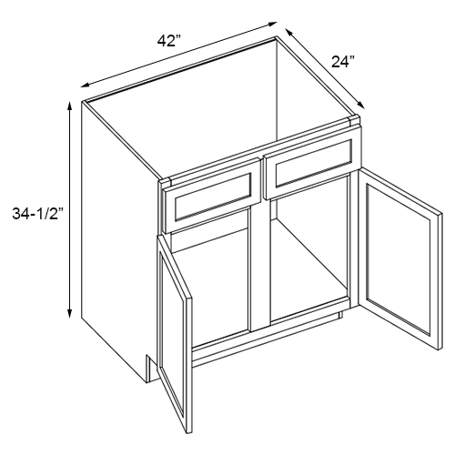 Weston Sand Shaker Double Door Sink Base Cabinet With Center Stile - 42″W x 34-1/2″H