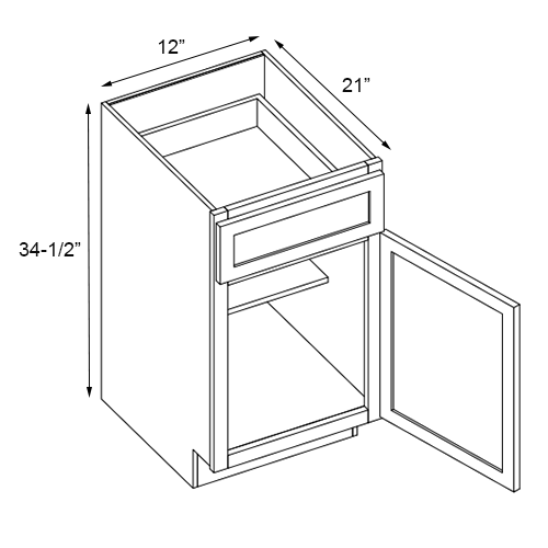 Florence Grey Shaker Single Door Base Vanity Cabinet - 12″W x 34-1/2″H
