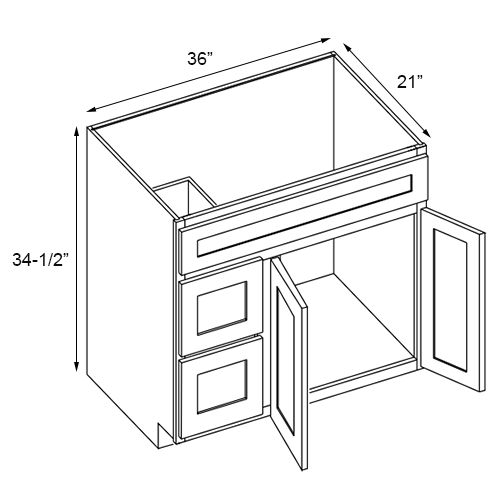 Weston Sand Shaker Double Door Vanity Combo Cabinet With Left Drawer - 36″W x 34-1/2″H