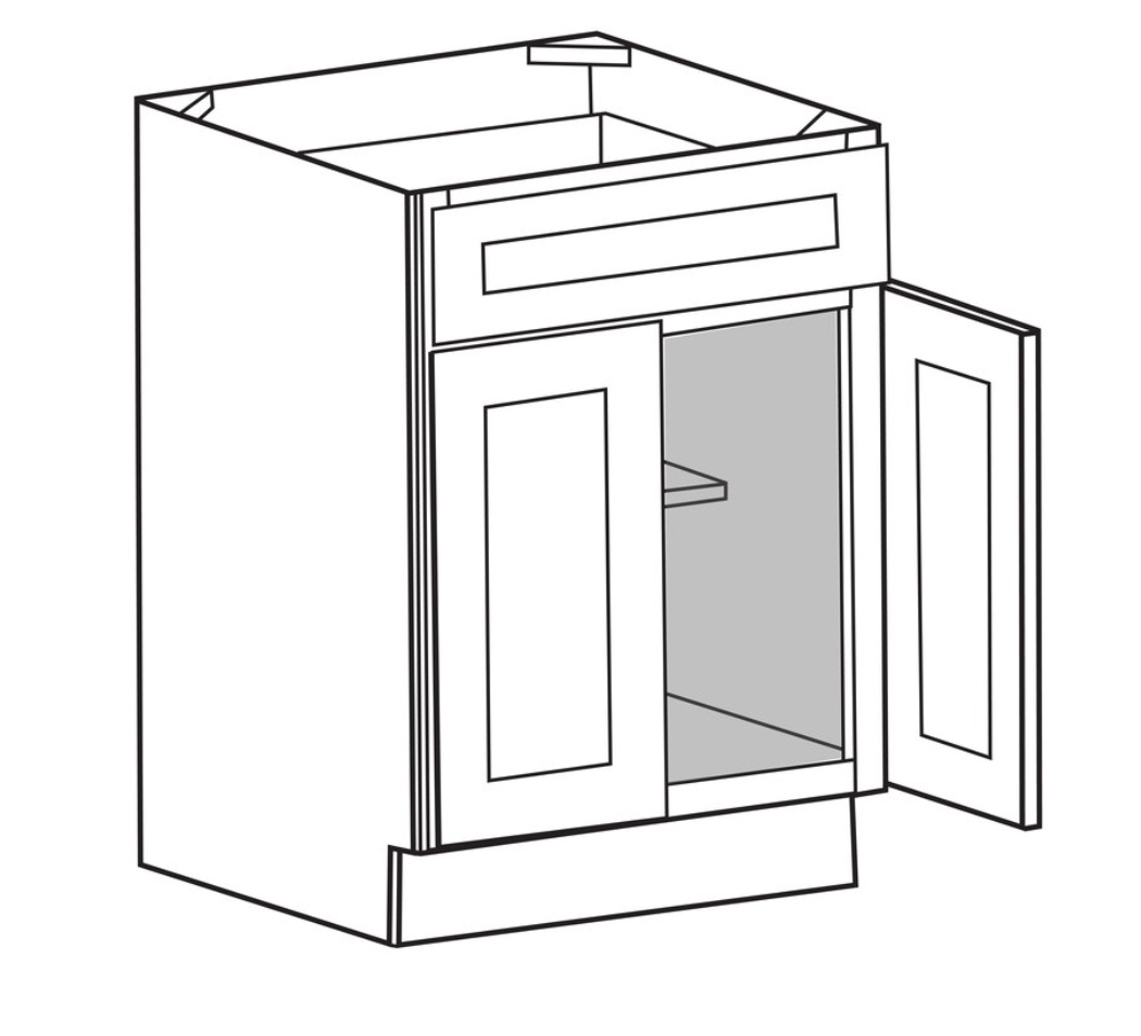 Brazos White Double Door Standard Base Cabinet - 24″W x 34-1/2″H