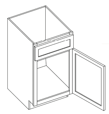 Easton White Slab Single Door Vanity Cabinet - 21″W x 34-1/2″H