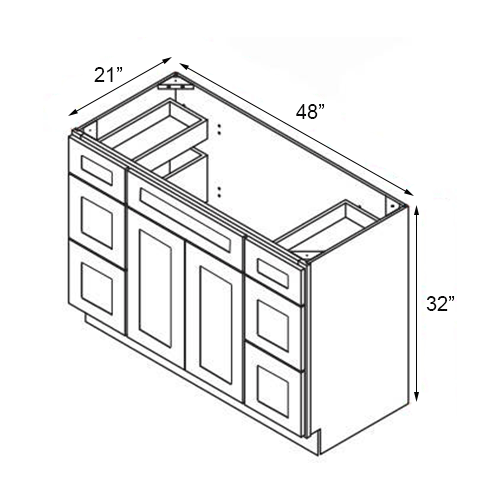 Light Grey Inset Double Door Vanity Sink Cabinet With Drawers - 48″W x 32″H