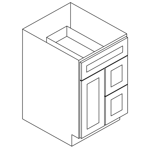 Gardenia Raised Panel Single Door Vanity Sink Base With Left Drawers - 30″W x 34-1/2″H